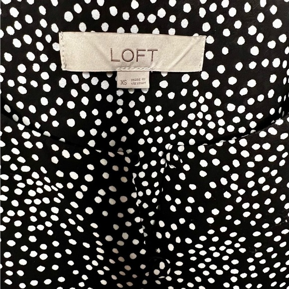 Loft Blk Babydoll Top w/ Wht Dot Pattern & Button Front, Sz XS - Picture 5 of 6
